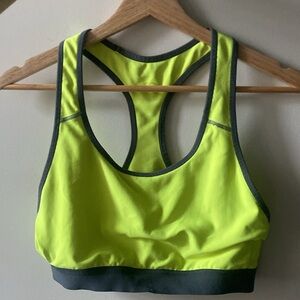 POWER CORE Neon Yellow and Grey Sports Bra Size Small